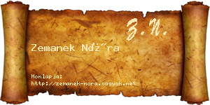 Zemanek Nóra névjegykártya