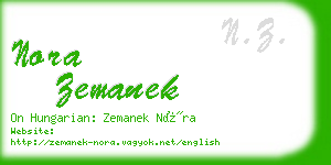 nora zemanek business card
